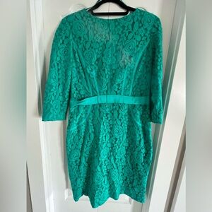 Beautiful Jade Green, fully lined lace dress, worn one time.